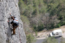 06-3247 Rock Climber on the Cliffs of the Gorge de la Jonte, Cevennes National Park, France